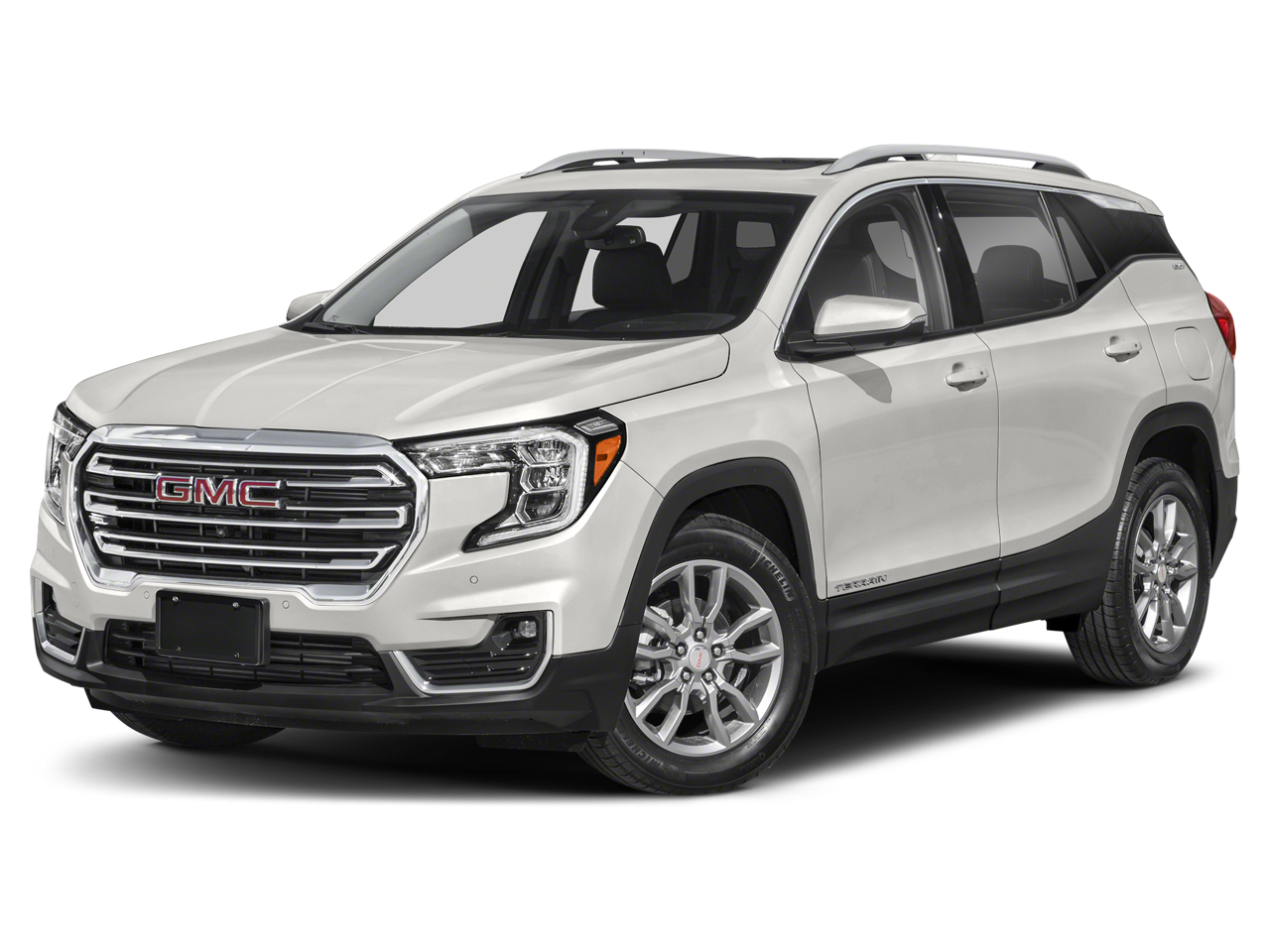2022 GMC Terrain SLT in Summit White — front three-quarter view