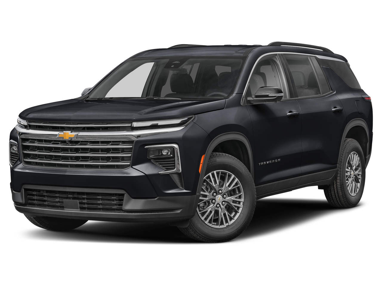 2025 Chevrolet Traverse LT in Mosaic Black Metallic — front three-quarter view