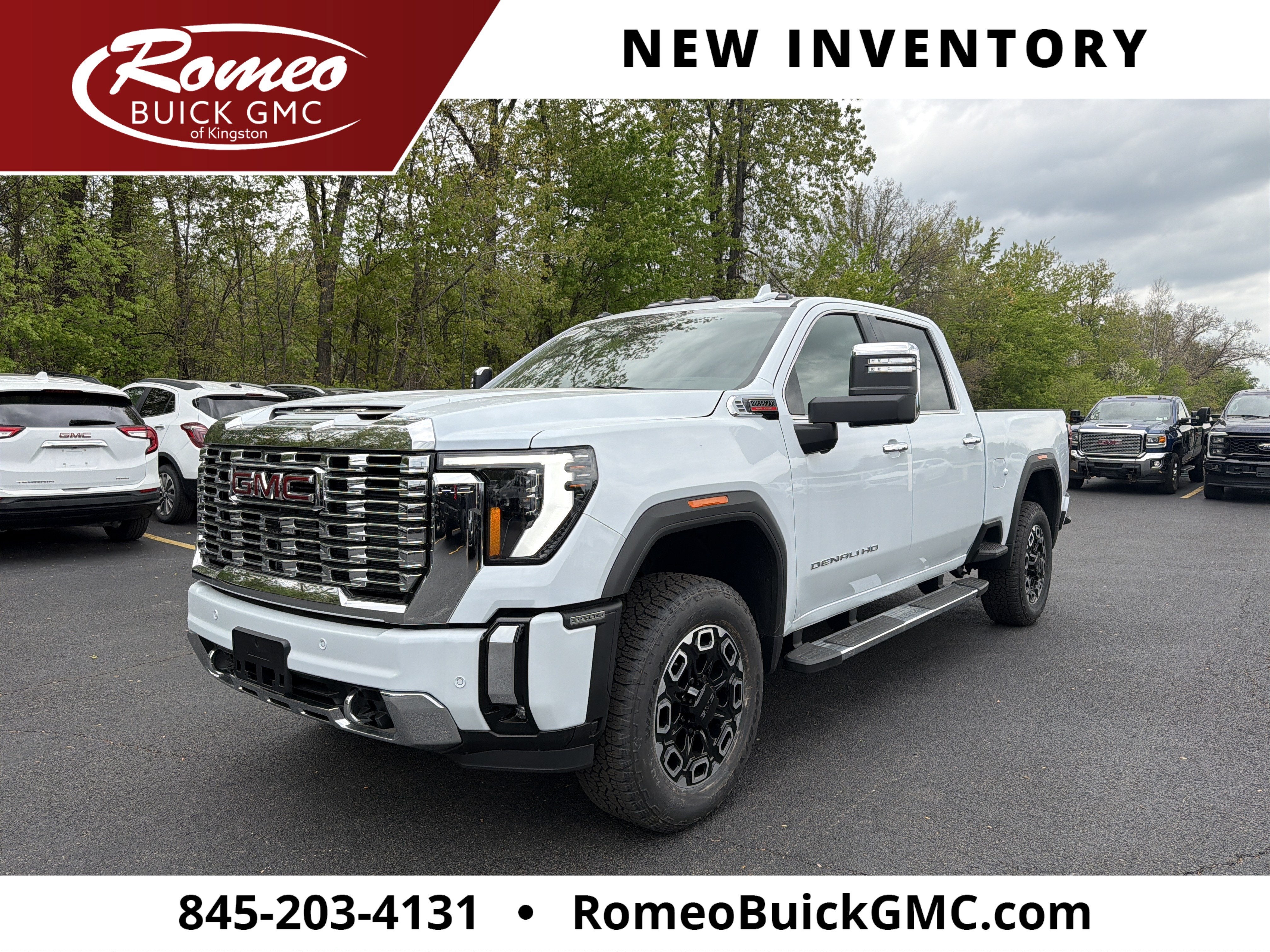 2026 GMC Sierra 2500 HD Denali in Glacier White Tricoat — front three-quarter view
