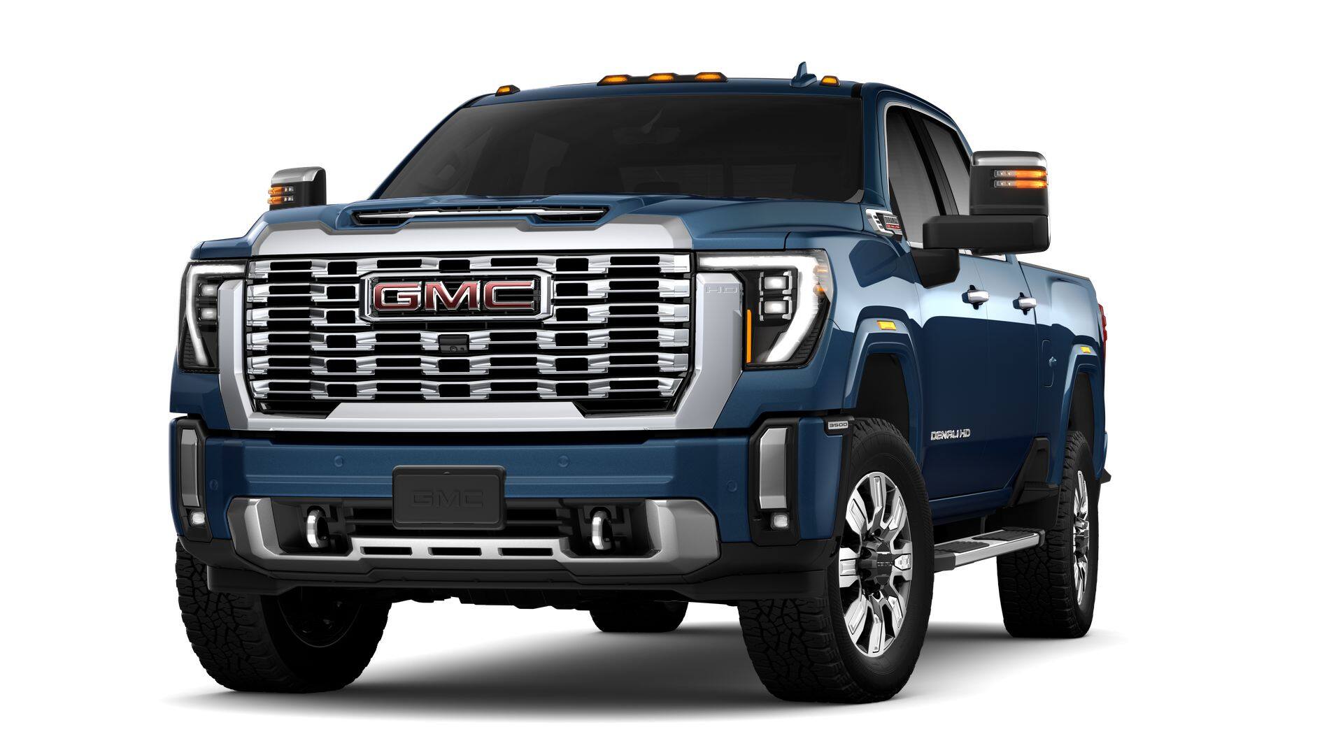 2026 GMC Sierra 3500 HD Denali in Downpour Metallic — front three-quarter view