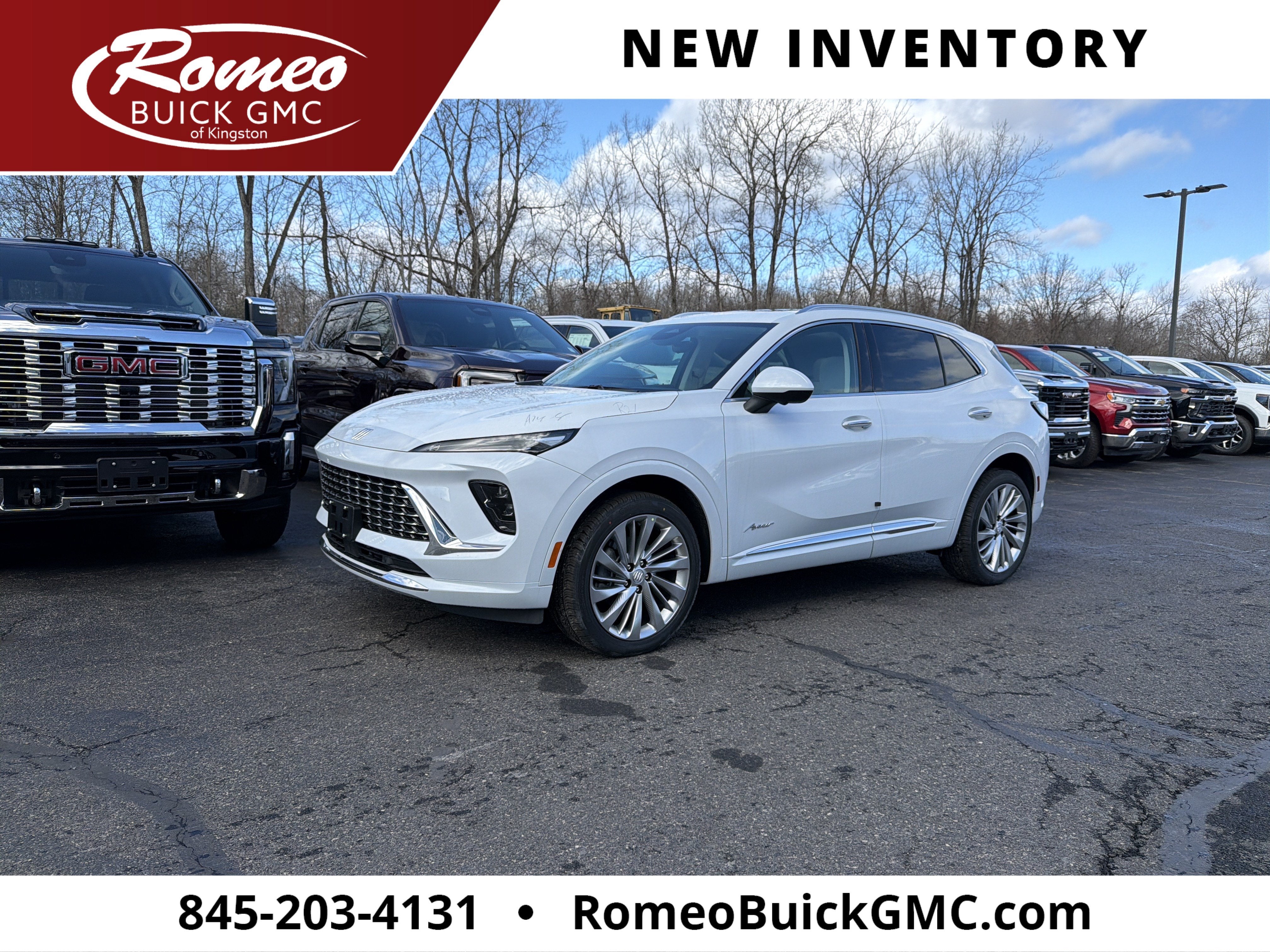 2026 Buick Envision Avenir in Iridescent White Tricoat — front three-quarter view