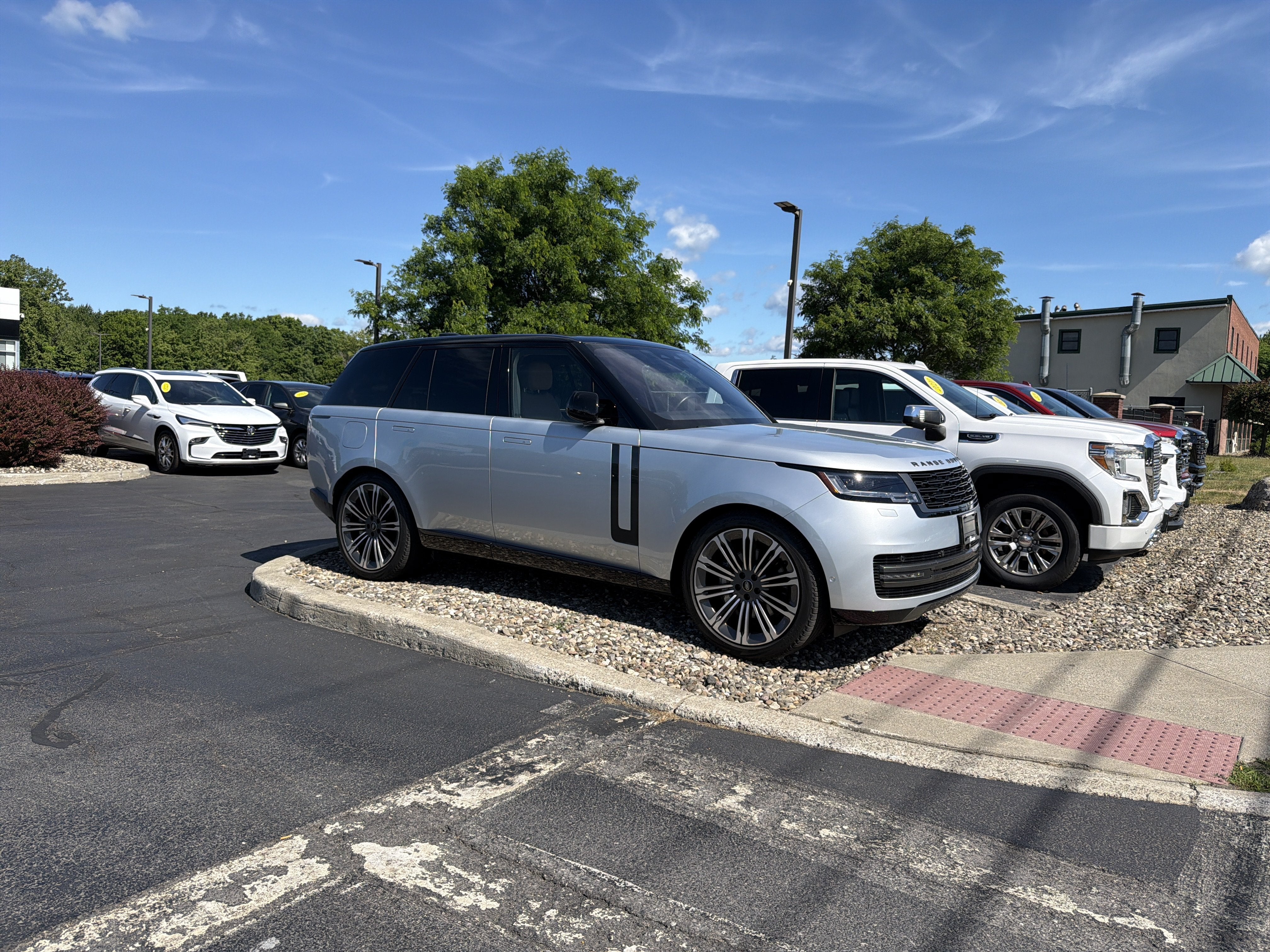 2023 Land Rover Range Rover SE in Silver — front three-quarter view